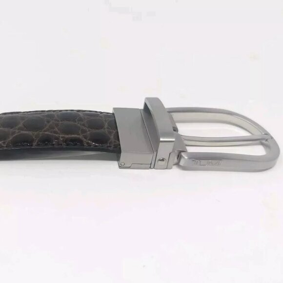 TUMI Brown Croco / Black Calfskin Leather Reversible Belt - Picture 7 of 8